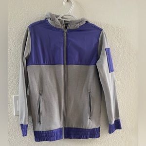 Boy’s Youth Jacket w/Hoodie, All In Motion, Grey & Purple, Size XL/16